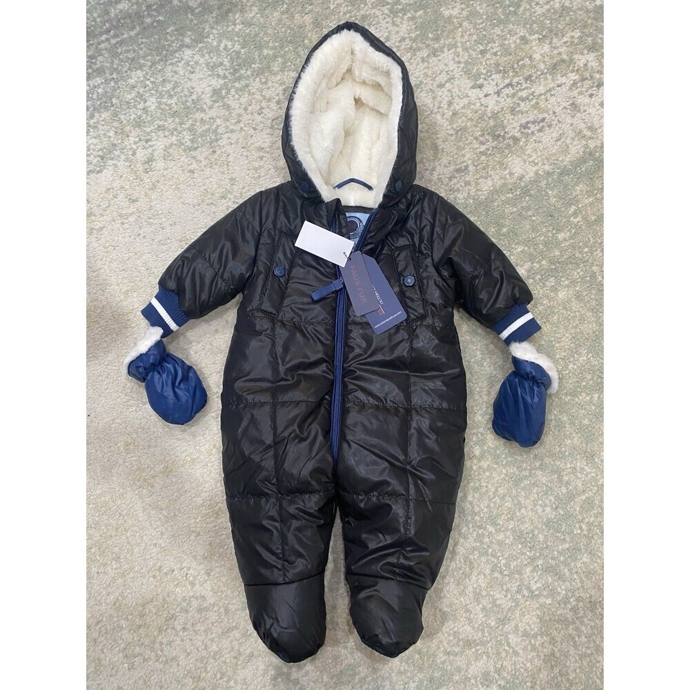 Urban Republic Outerwear Faux Fur Winter Puffer Snowsuit Baby Black 3 Months NWT